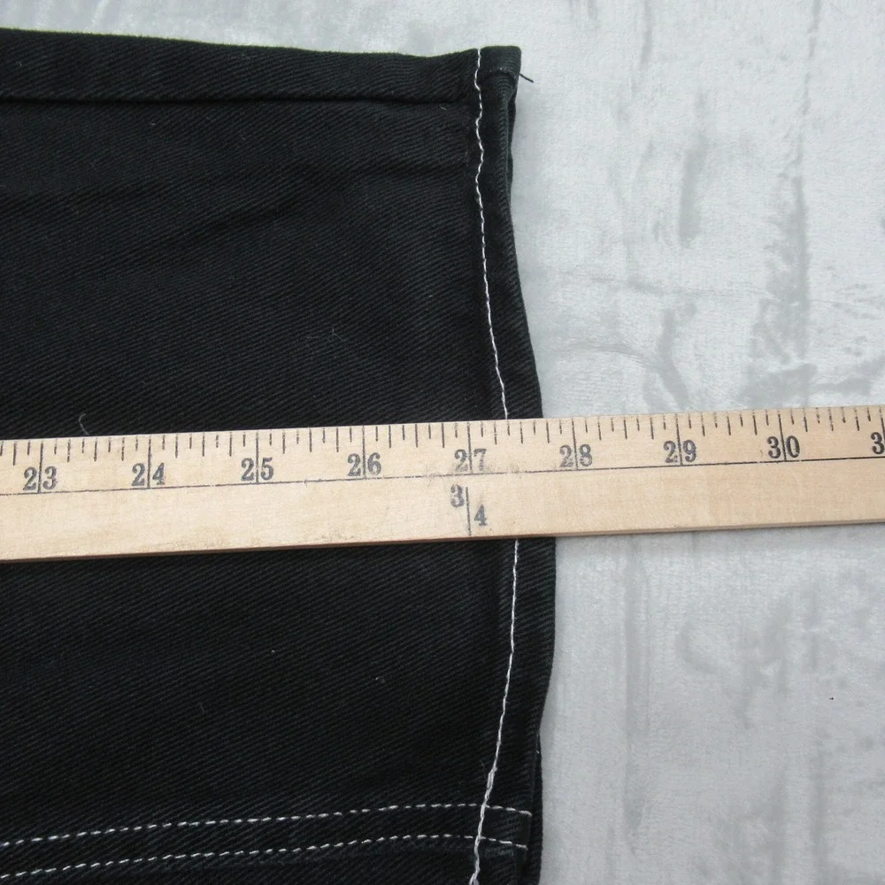 Empyre Y2K Jeans Mens 32x28 Black Denim Wide Leg Contrast Stitch Skate‎ Relaxed